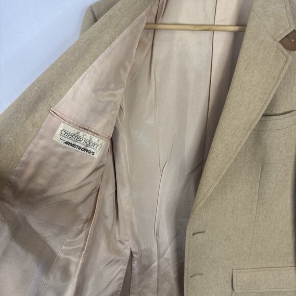 Chester Scott Armstrong’s Men 38 Camel Wool Blazer Elbow Patches Vintage - Picture 8 of 9